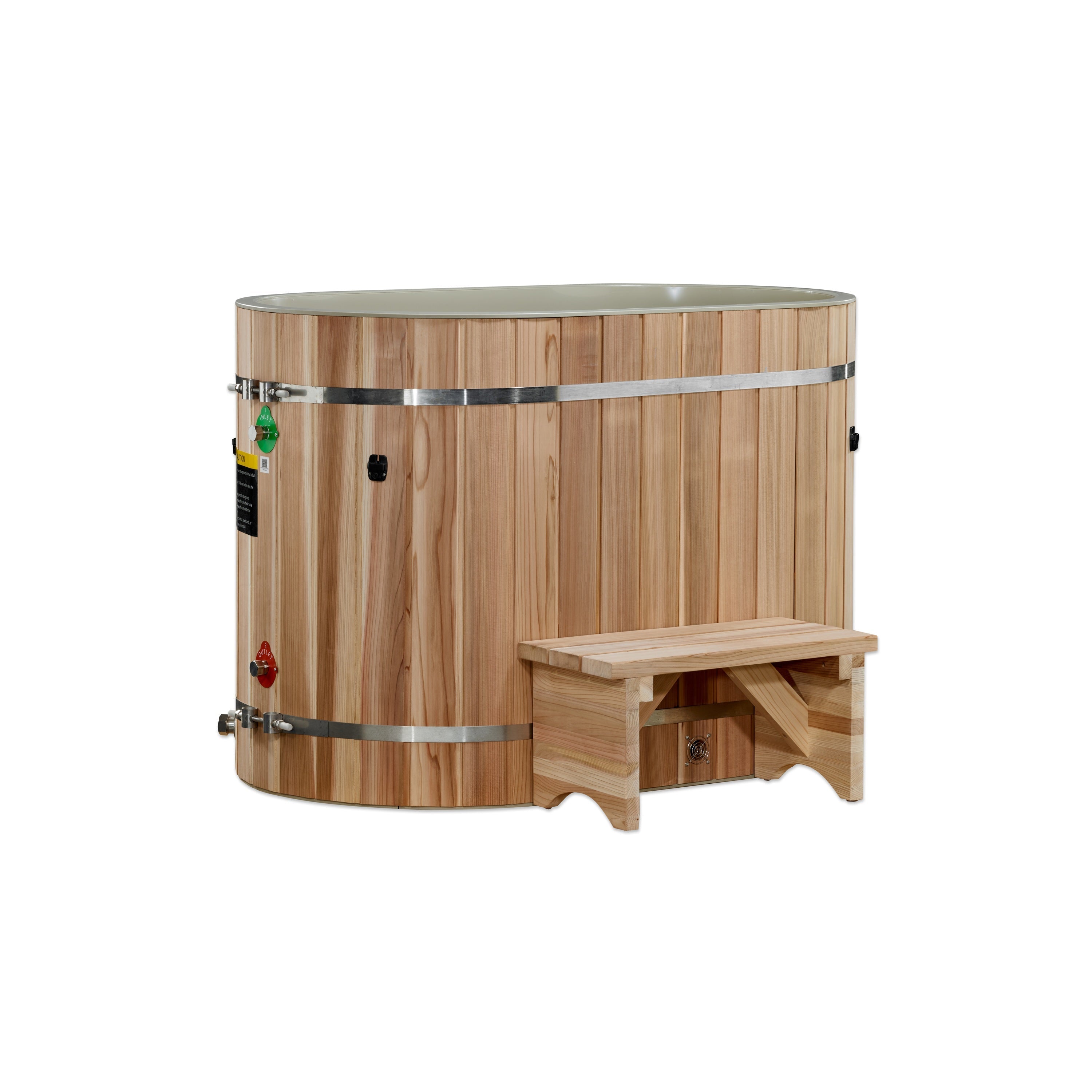 Durable Pacific Cedar Oval Cold Plunge Tub, Easy Access, Ultimate Recovery