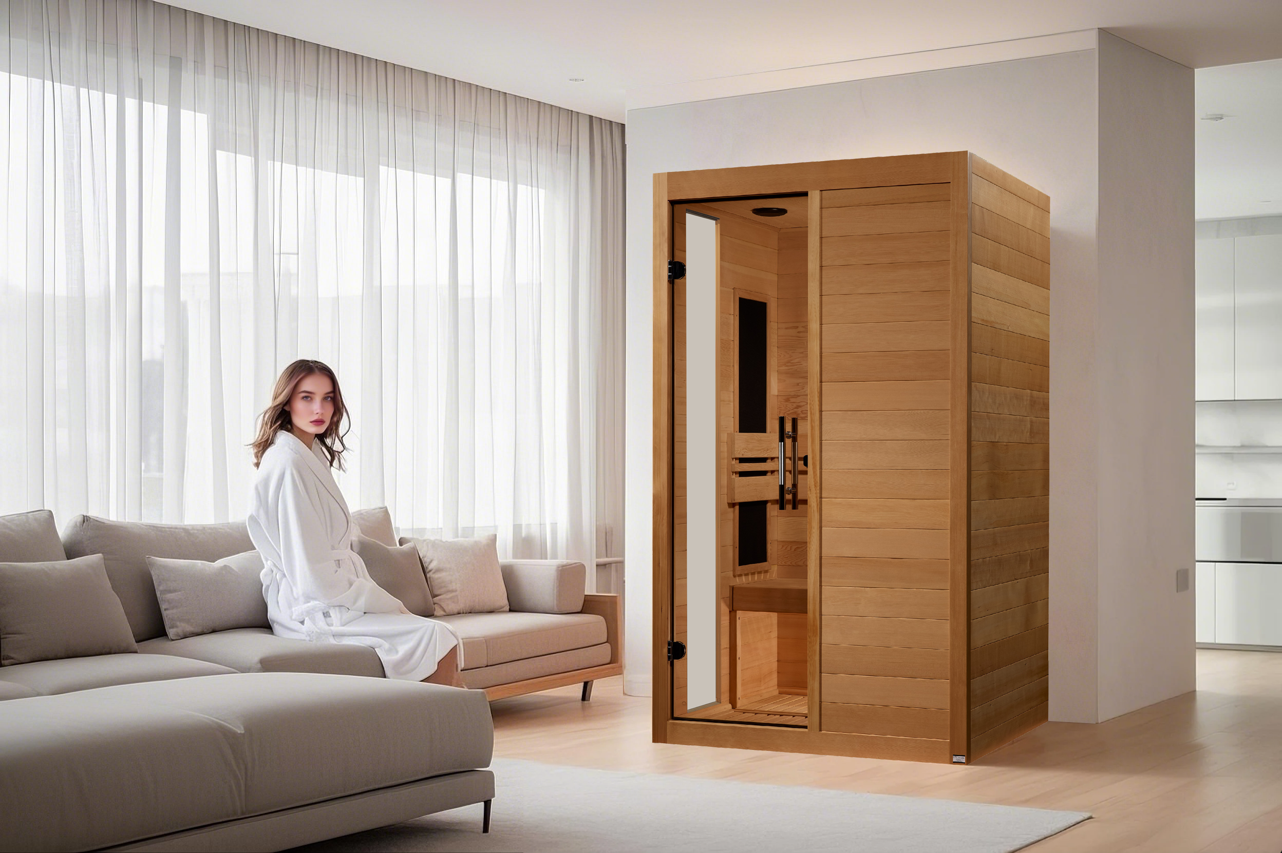 Dynamic Lucca 2-Person Low EMF FAR Infrared Sauna, Canadian Hemlock Wellness Retreat