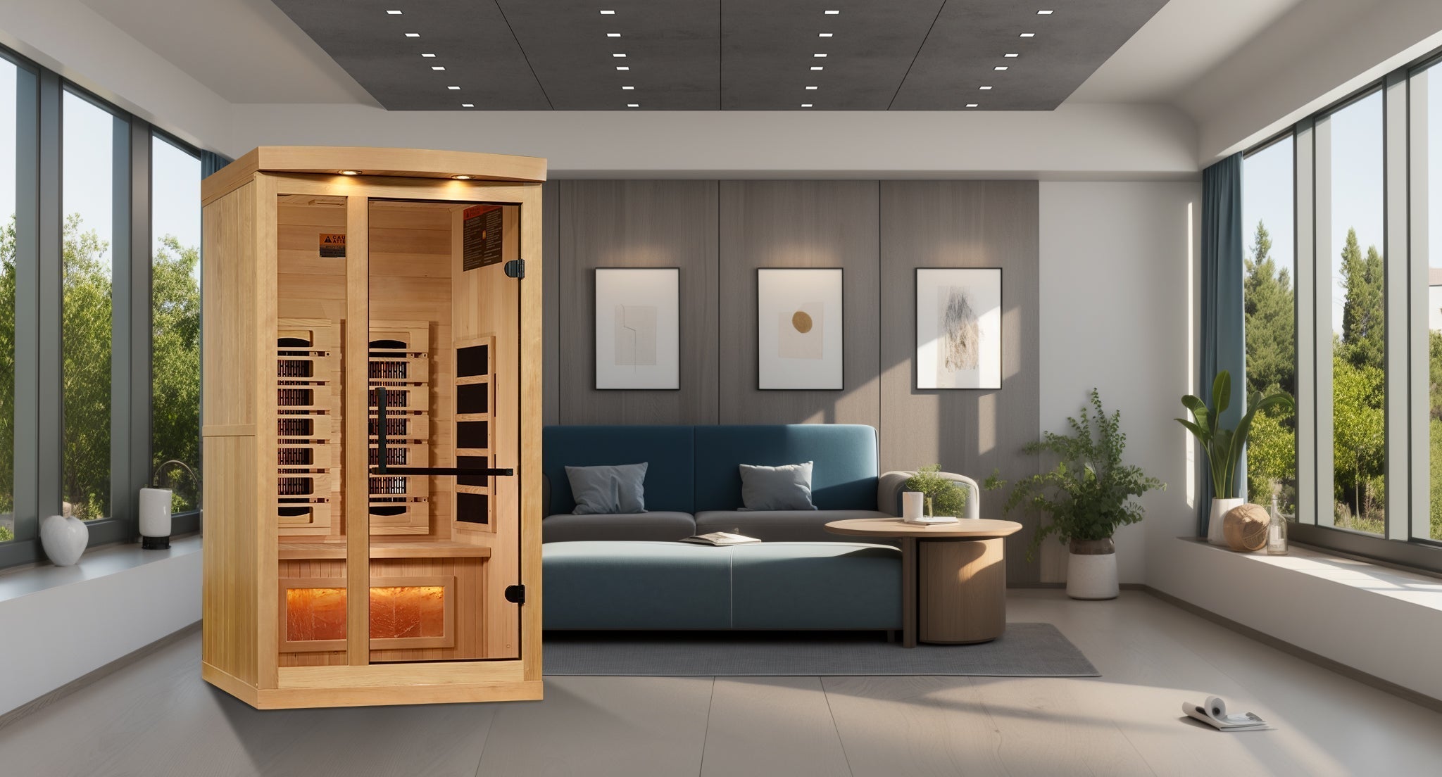 Golden Designs 1-Person Full Spectrum Infrared Sauna with Himalayan Salt Bars