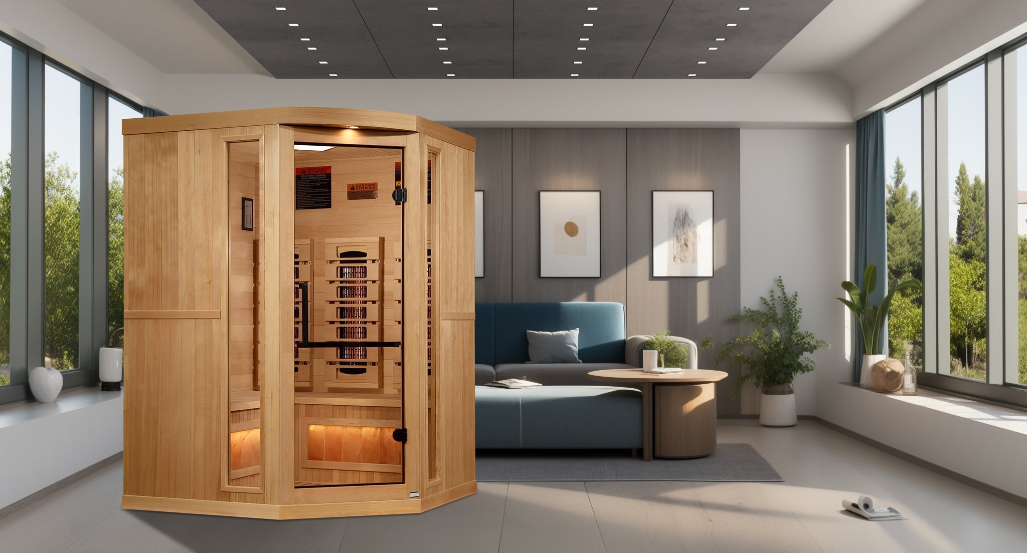 Golden Designs 3-Person Full Spectrum Infrared Sauna with Himalayan Salt Bar