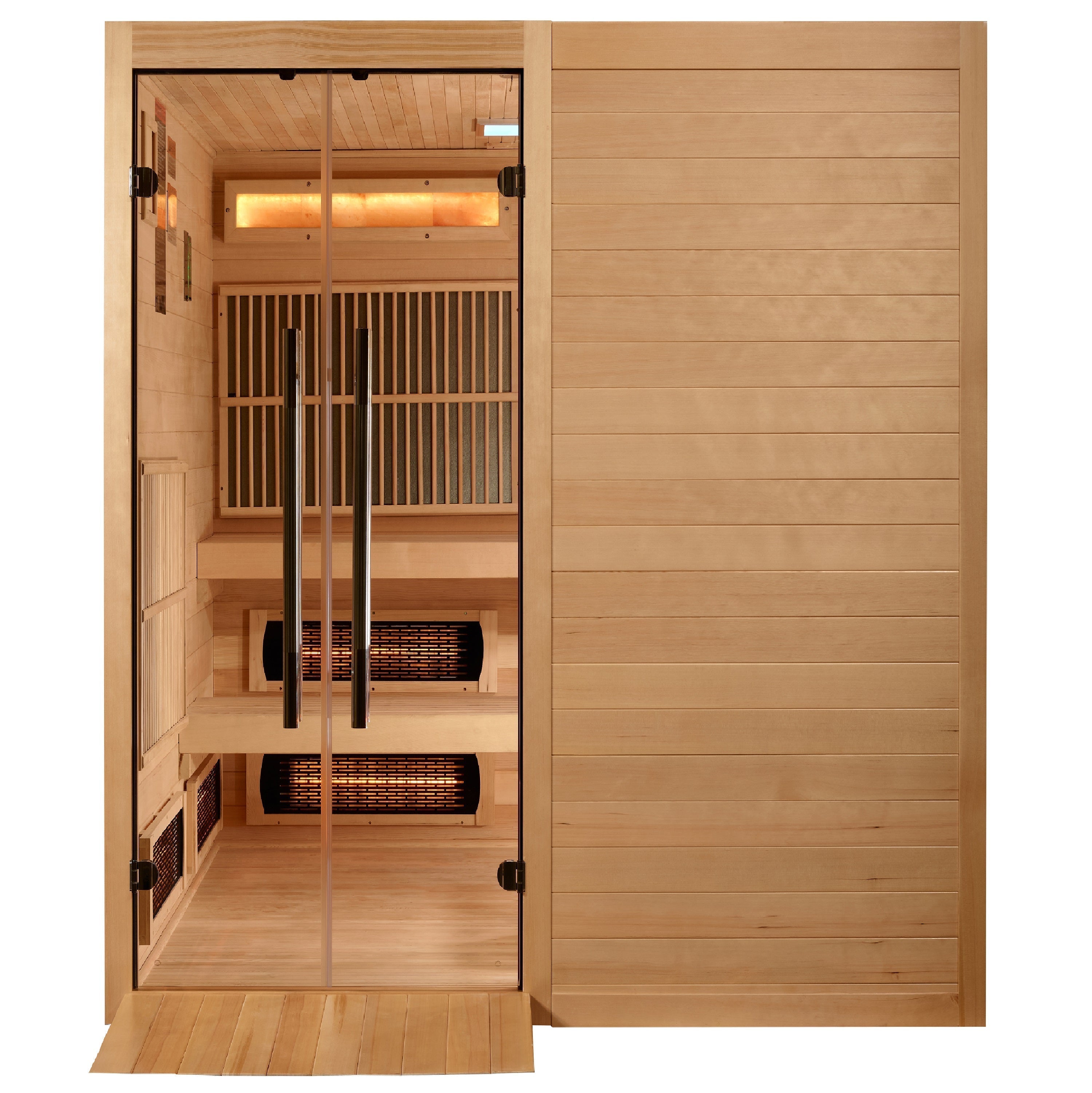 Golden Designs Toledo 6-Person Hybrid Sauna: Full Spectrum Infrared & Harvia Stove