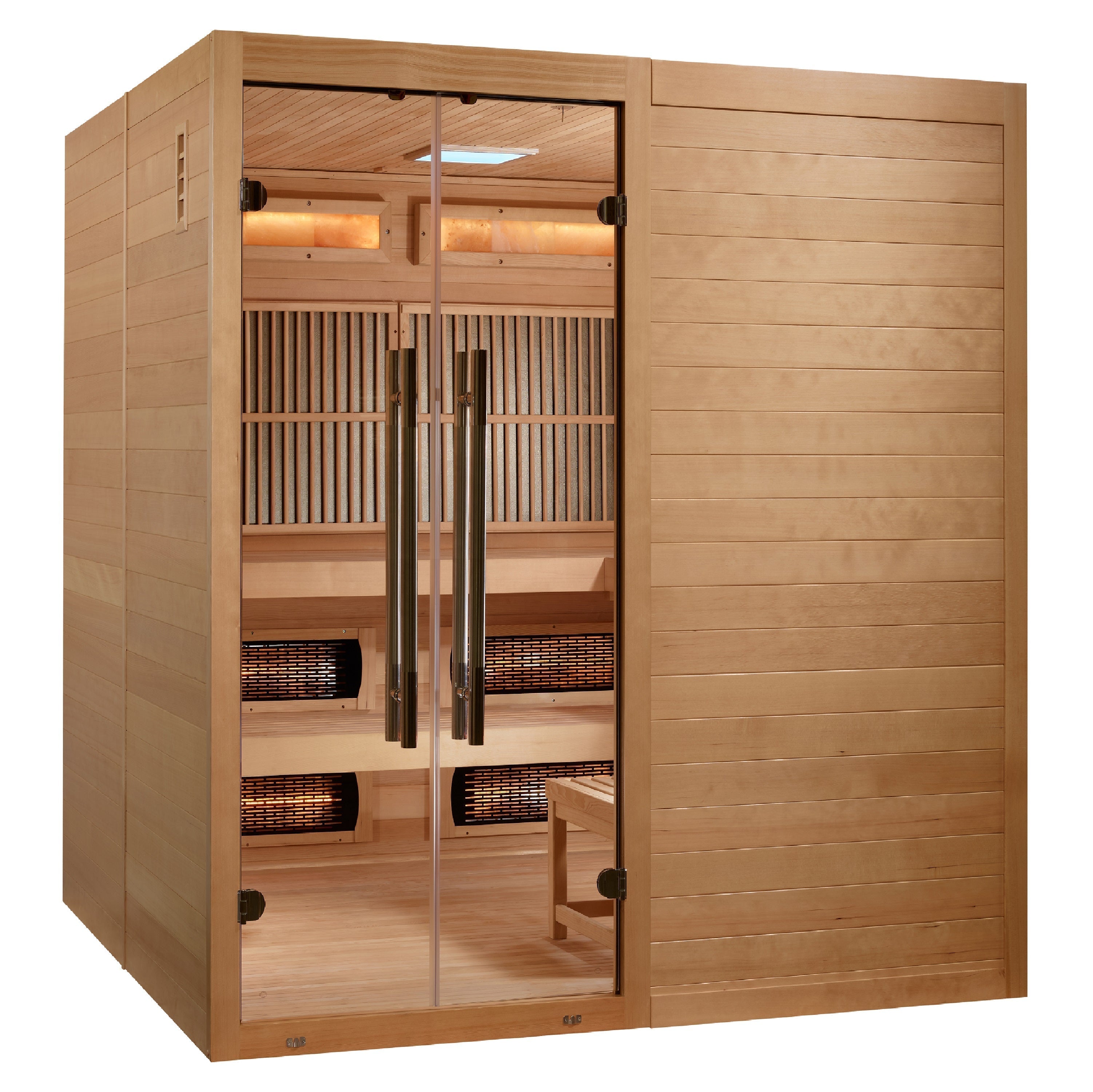 Golden Designs Toledo 6-Person Hybrid Sauna: Full Spectrum Infrared & Harvia Stove