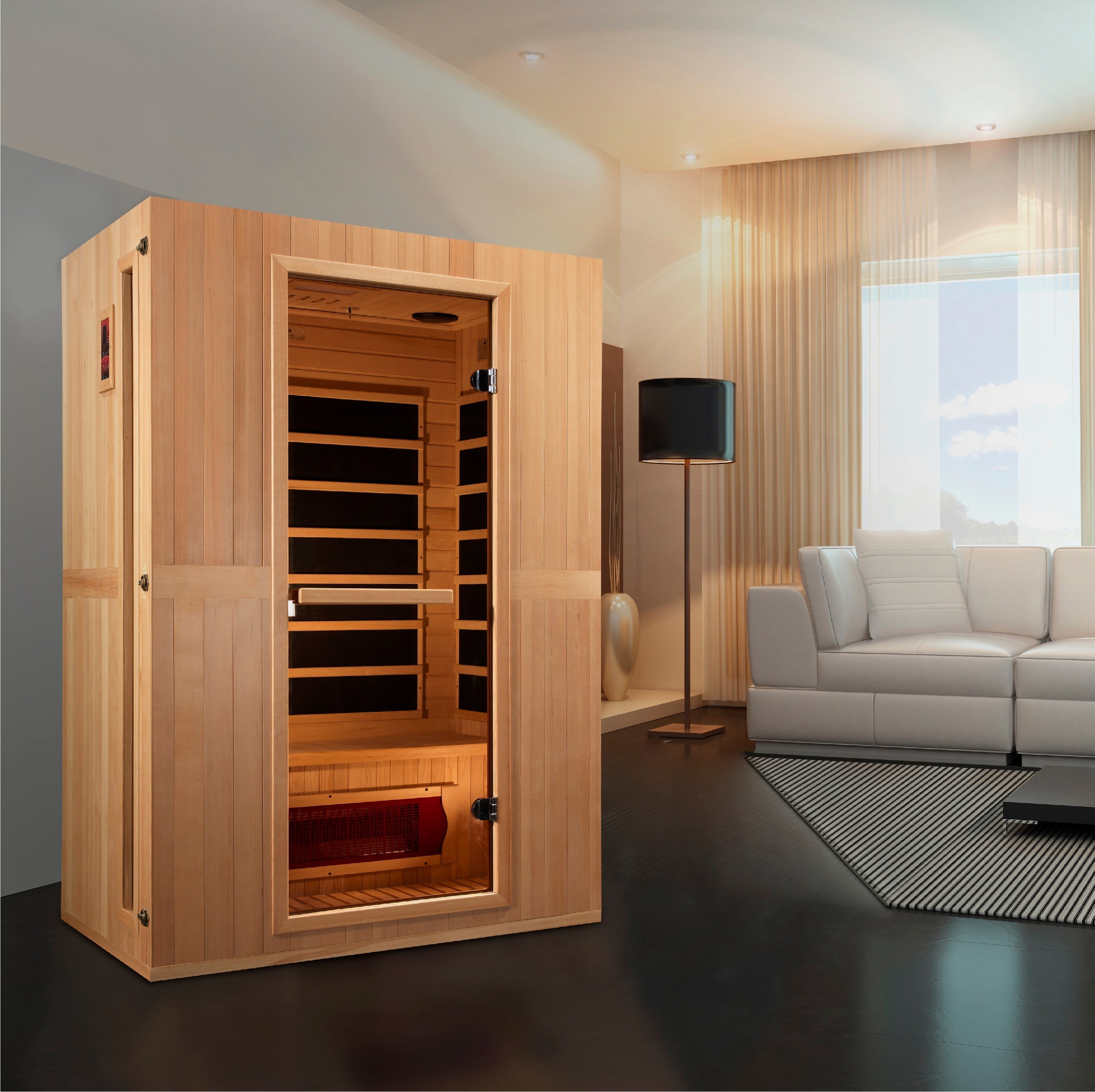 Maxxus 'Serenity' Dual Tech 2 Person Low EMF FAR Infrared Hemlock Sauna