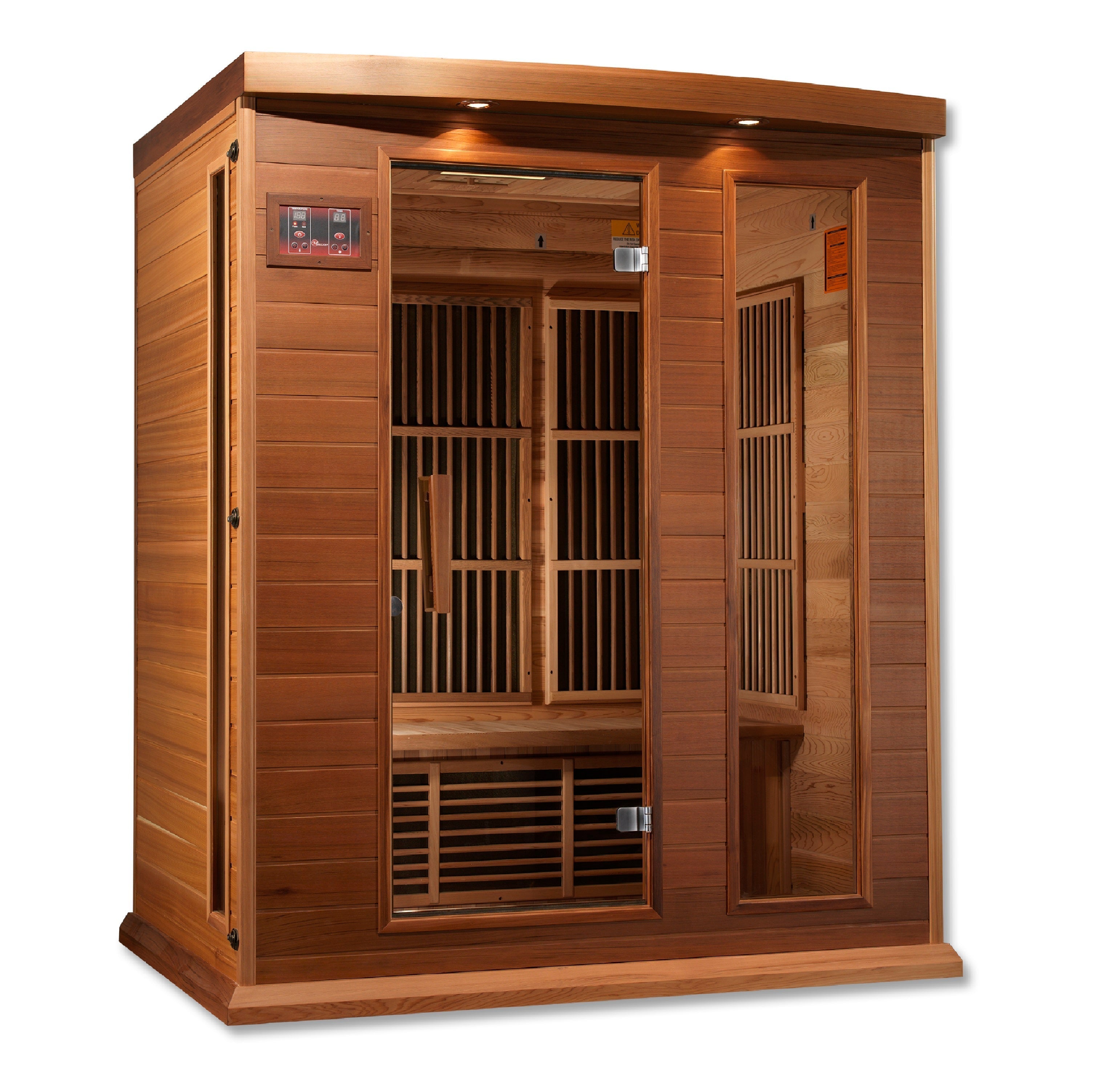 Maxxus 3-Person Low EMF FAR Infrared Canadian Red Cedar Sauna Bluetooth Audio