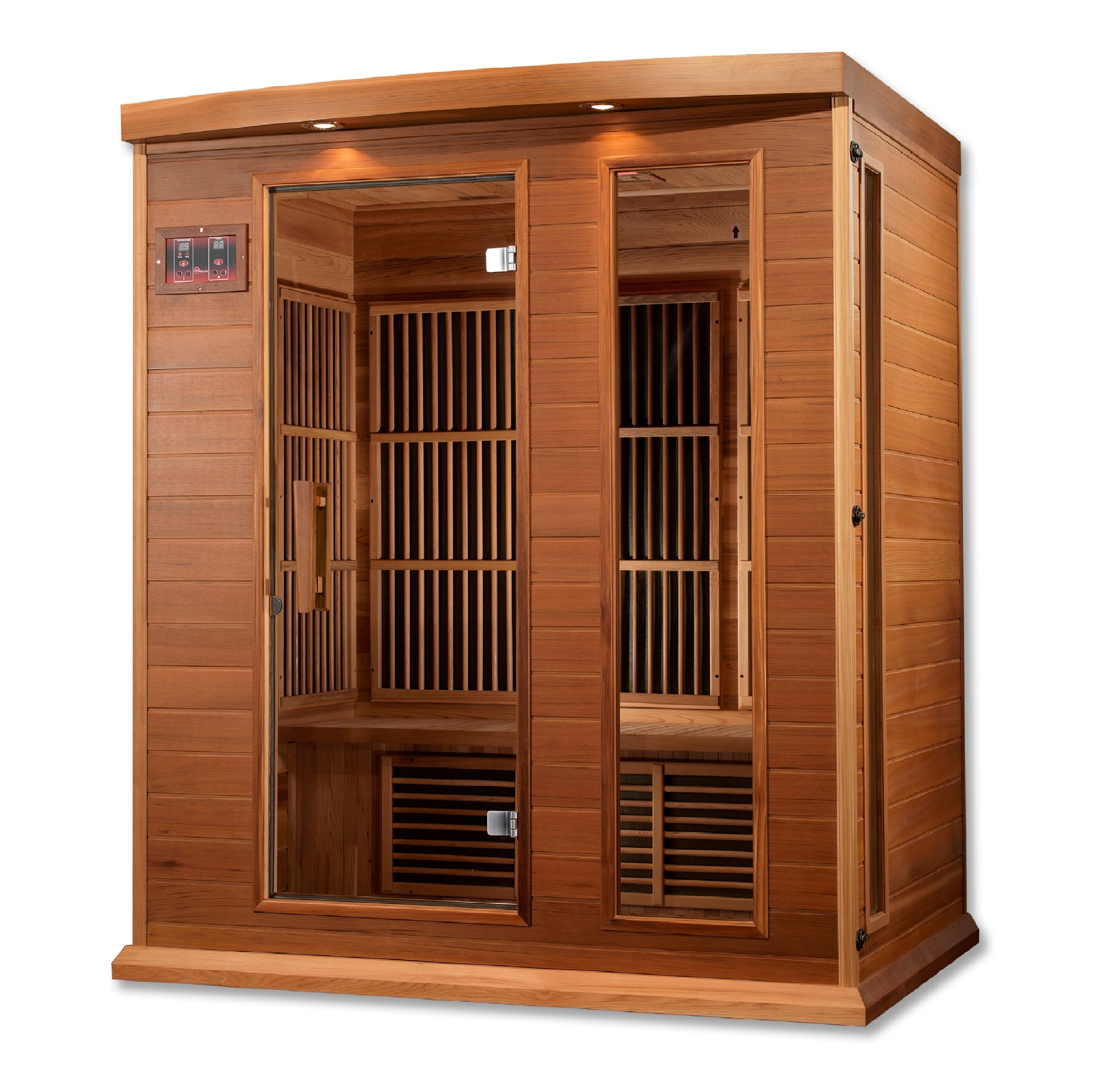 Maxxus 3-Person Low EMF FAR Infrared Canadian Red Cedar Sauna Bluetooth Audio