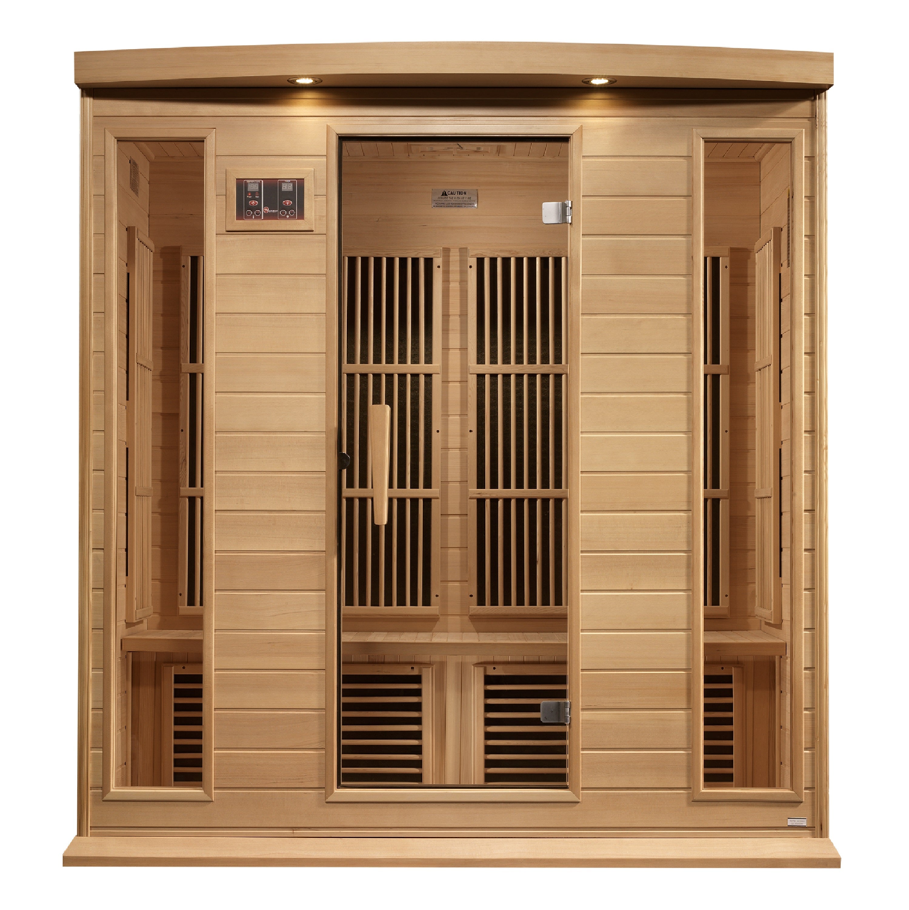 Maxxus 4-Person Near Zero EMF Infrared Sauna, Hemlock, Chromotherapy, Bluetooth Audio