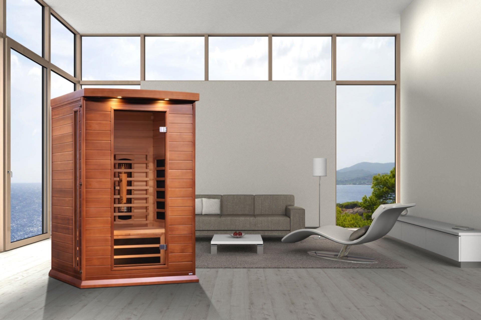 Maxxus 2-Person Canadian Red Cedar Full Spectrum Infrared Sauna with Chromotherapy & Bluetooth