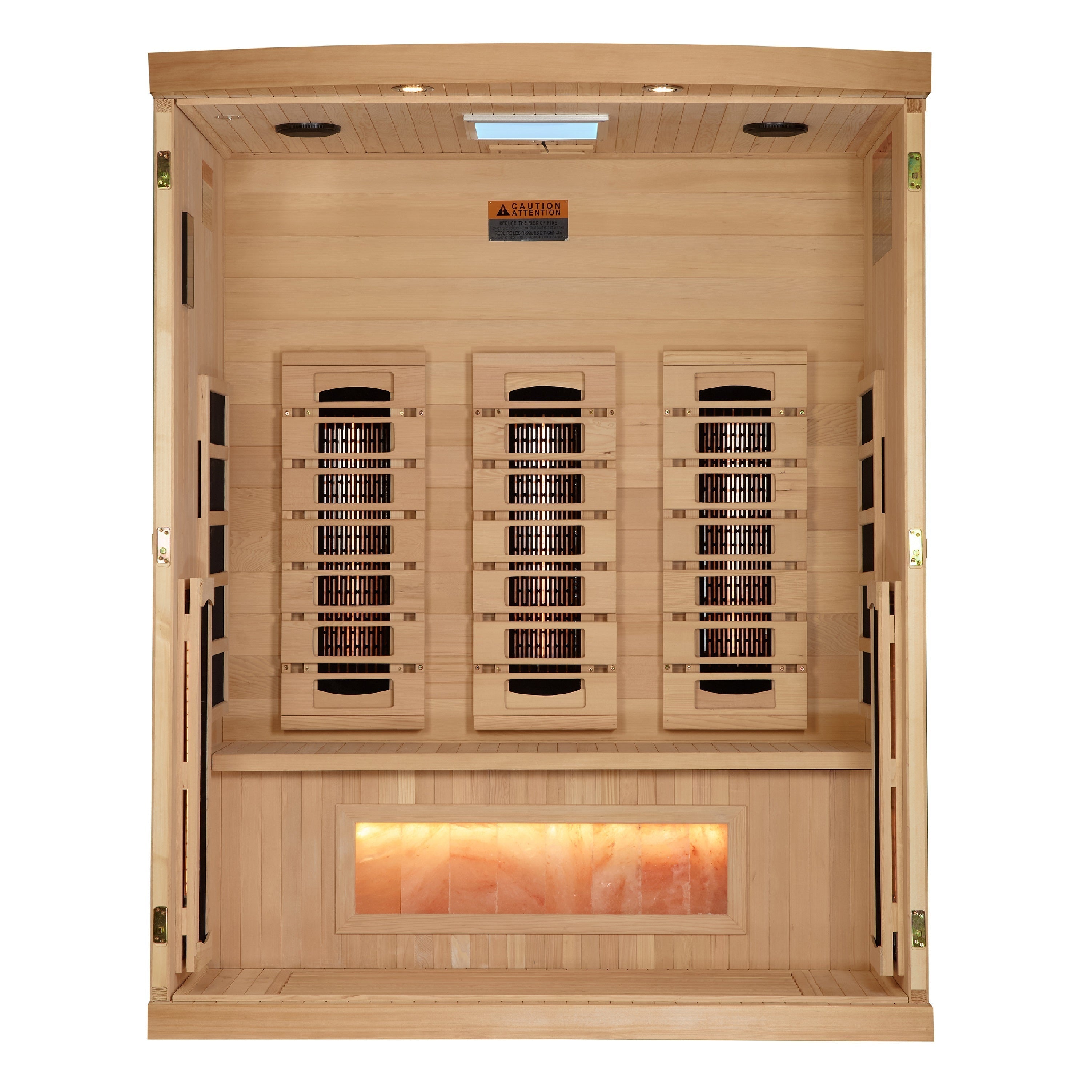 Golden Designs 3-Person Reserve Edition Full Spectrum Infrared Sauna Himalayan Salt Bar