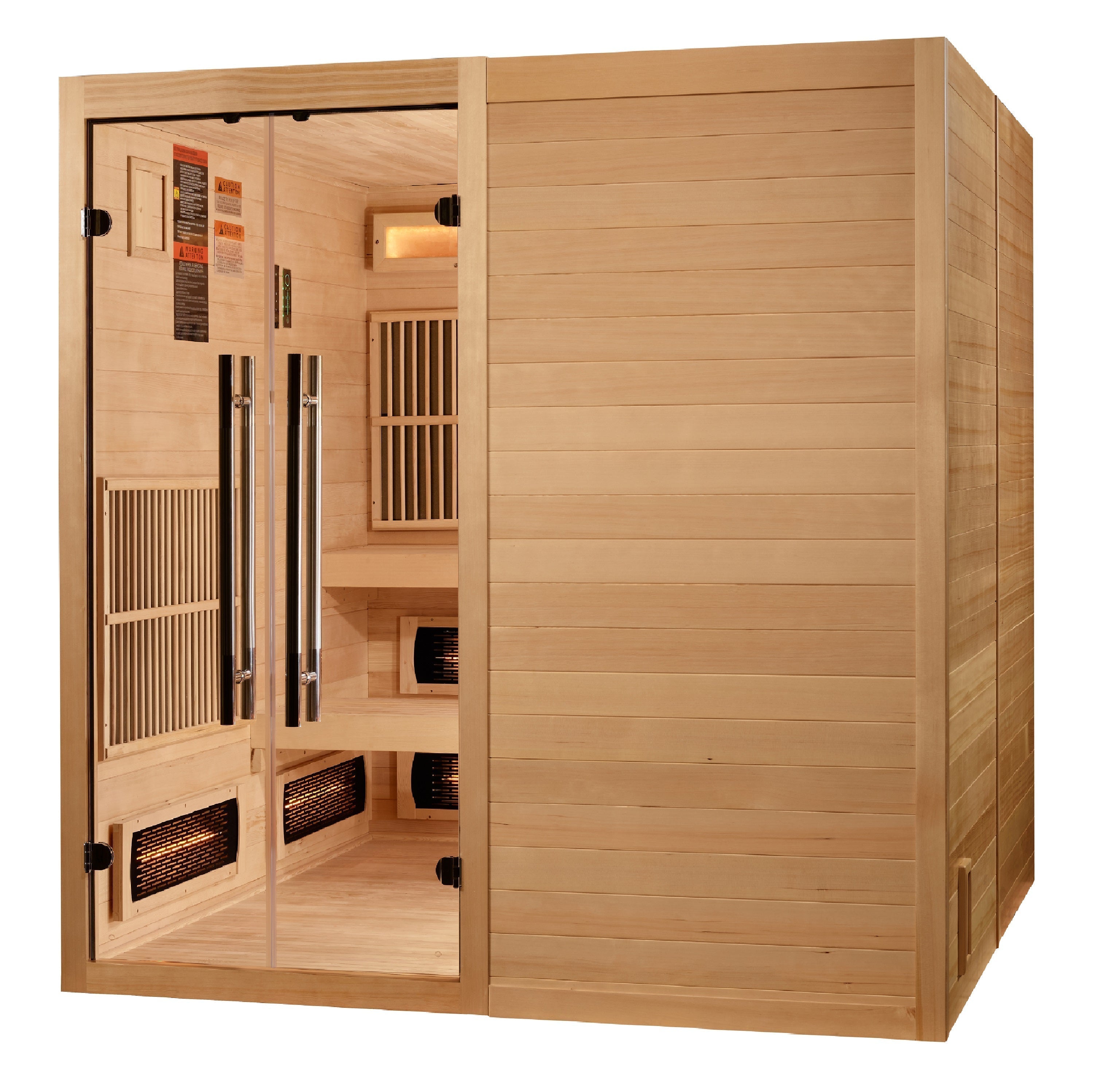 Golden Designs Toledo 6-Person Hybrid Sauna: Full Spectrum Infrared & Harvia Stove