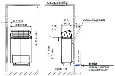 EOS Gracil Sauna Heater 6kW/240/2Ph - Black 14-947994