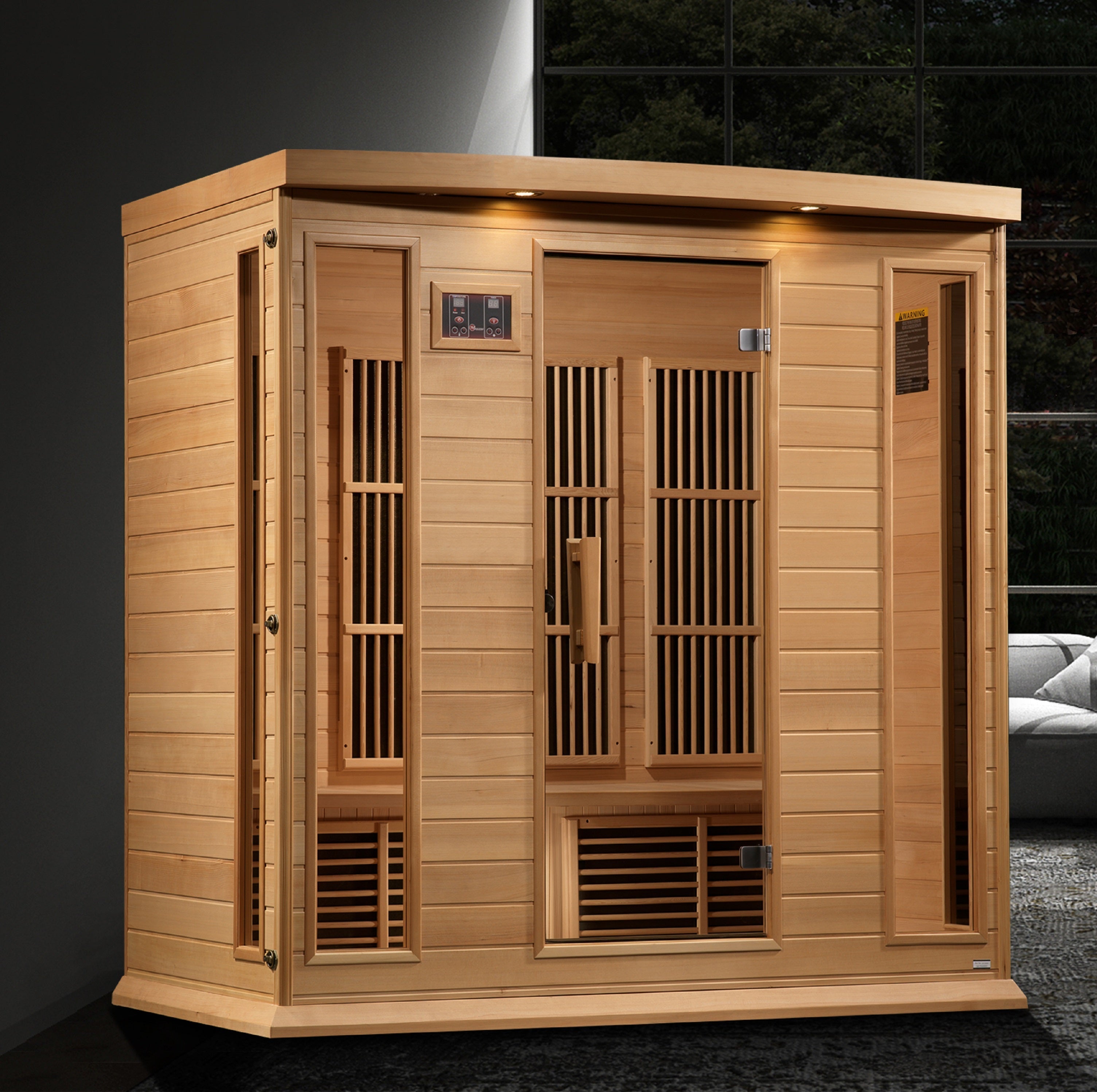 Maxxus 4-Person Near Zero EMF Infrared Sauna, Hemlock, Chromotherapy, Bluetooth Audio